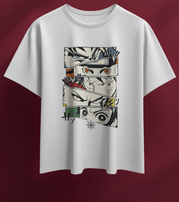 ANIME EYES WHITE REGULAR GRAPHIC PRINTED T-SHIRT