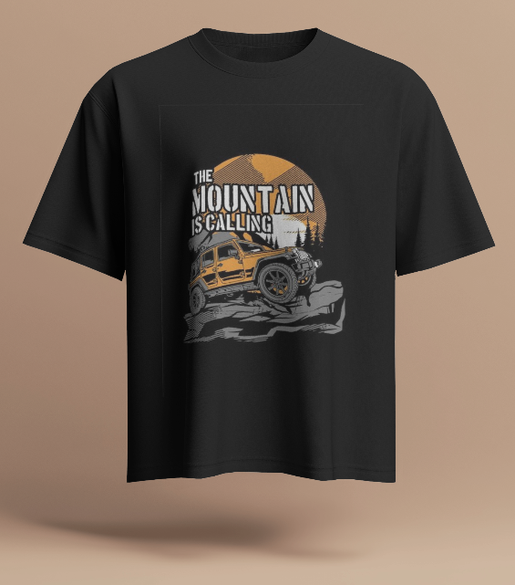 MOUNTAIN CALLING BLACK REGULAR GRAPHIC PRINTED T-SHIRT