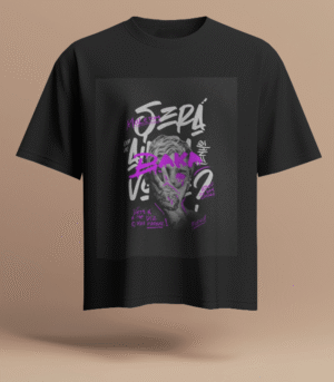 SERA BLACK REGULAR GRAPHIC PRINTED T-SHIRT