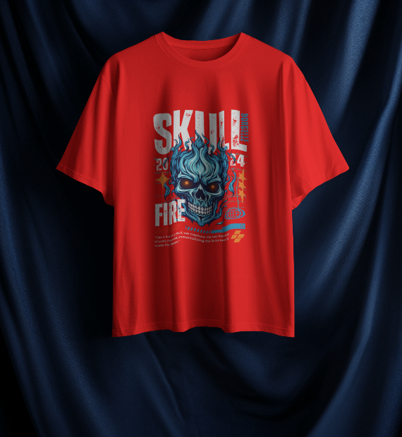 SKULL RED REGULAR GRAPHIC PRINTED T-SHIRT