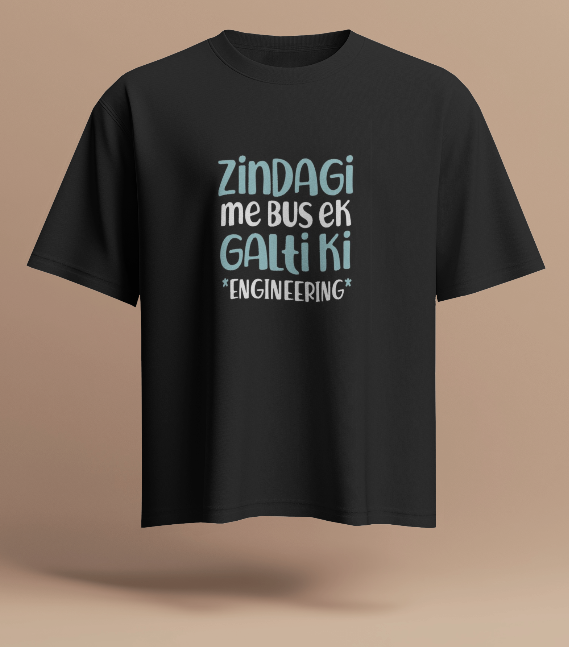 ZINDAGI ME BLACK REGULAR GRAPHIC PRINTED T-SHIRT