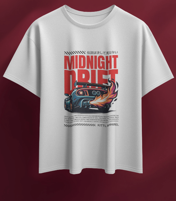 MIDNIGHT WHITE REGULAR GRAPHIC PRINTED T-SHIRT