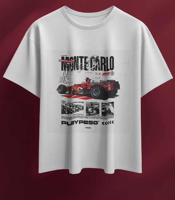 MONTE CARLO WHITE REGULAR GRAPHIC PRINTED T-SHIRT